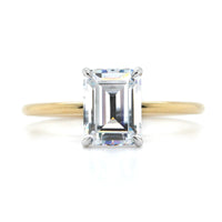 18K Yellow Gold Emerald 4 Prong Solitaire Engagement Ring Setting, 18k yellow gold and platinum, Long's Jewelers
