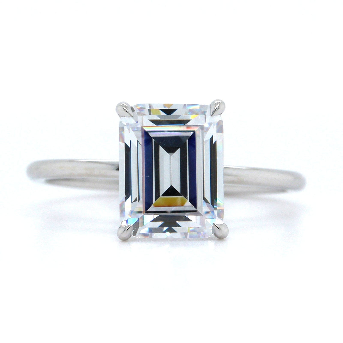 Platinum Emerald 4 Prong Solitaire Engagement Ring Setting, Platinum, Long's Jewelers