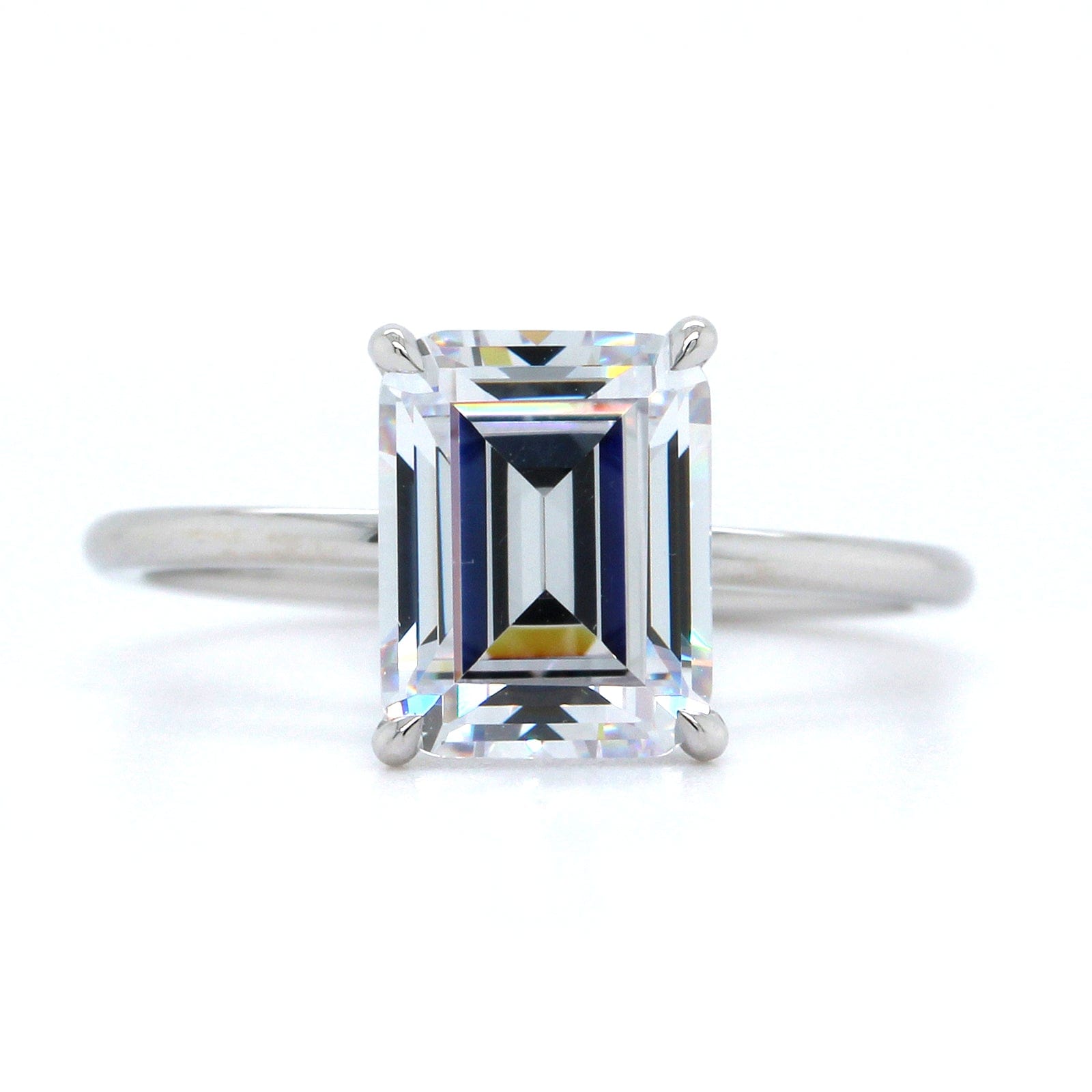 Platinum Emerald 4 Prong Solitaire Engagement Ring Setting, Platinum, Long's Jewelers