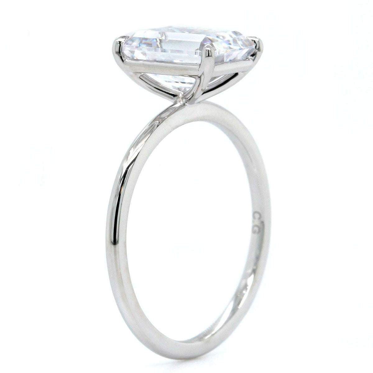 Platinum Emerald 4 Prong Solitaire Engagement Ring Setting, Platinum, Long's Jewelers