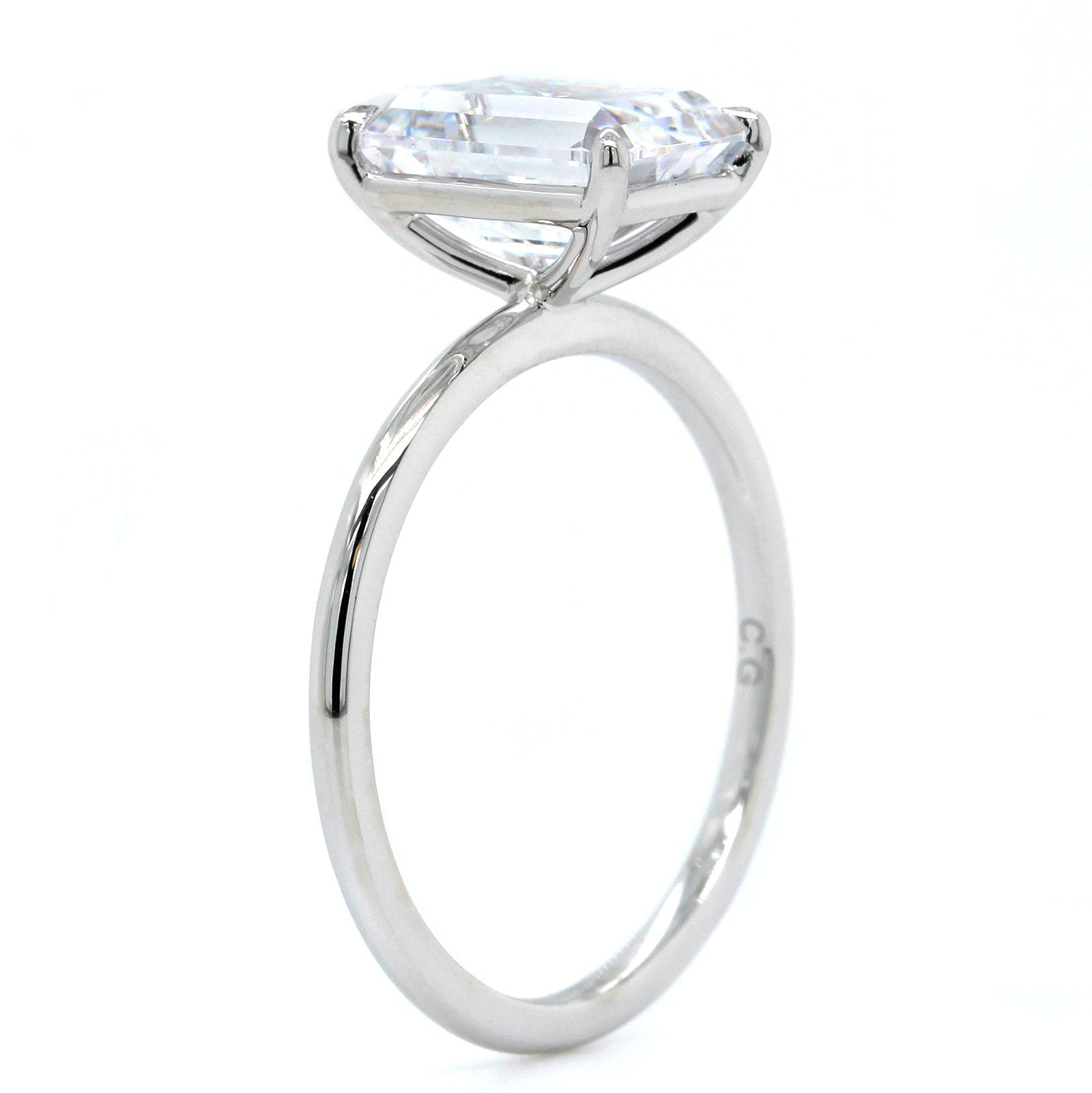 Platinum Emerald 4 Prong Solitaire Engagement Ring Setting, Platinum, Long's Jewelers