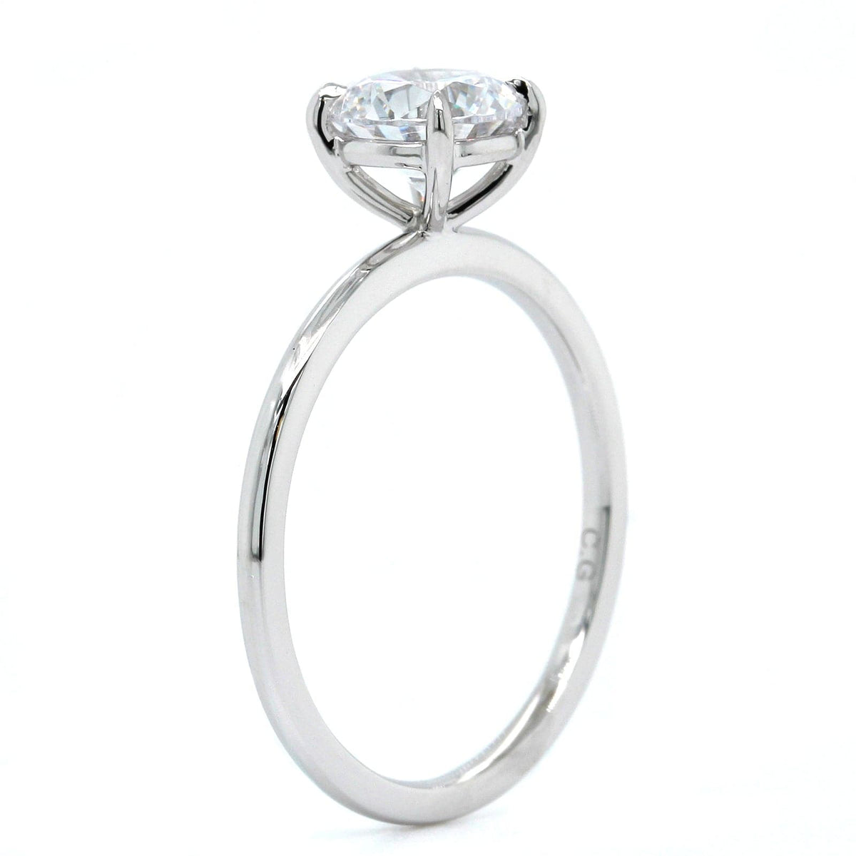 Platinum Round 4 Prong Solitaire Engagement Ring Setting, Platinum, Long's Jewelers