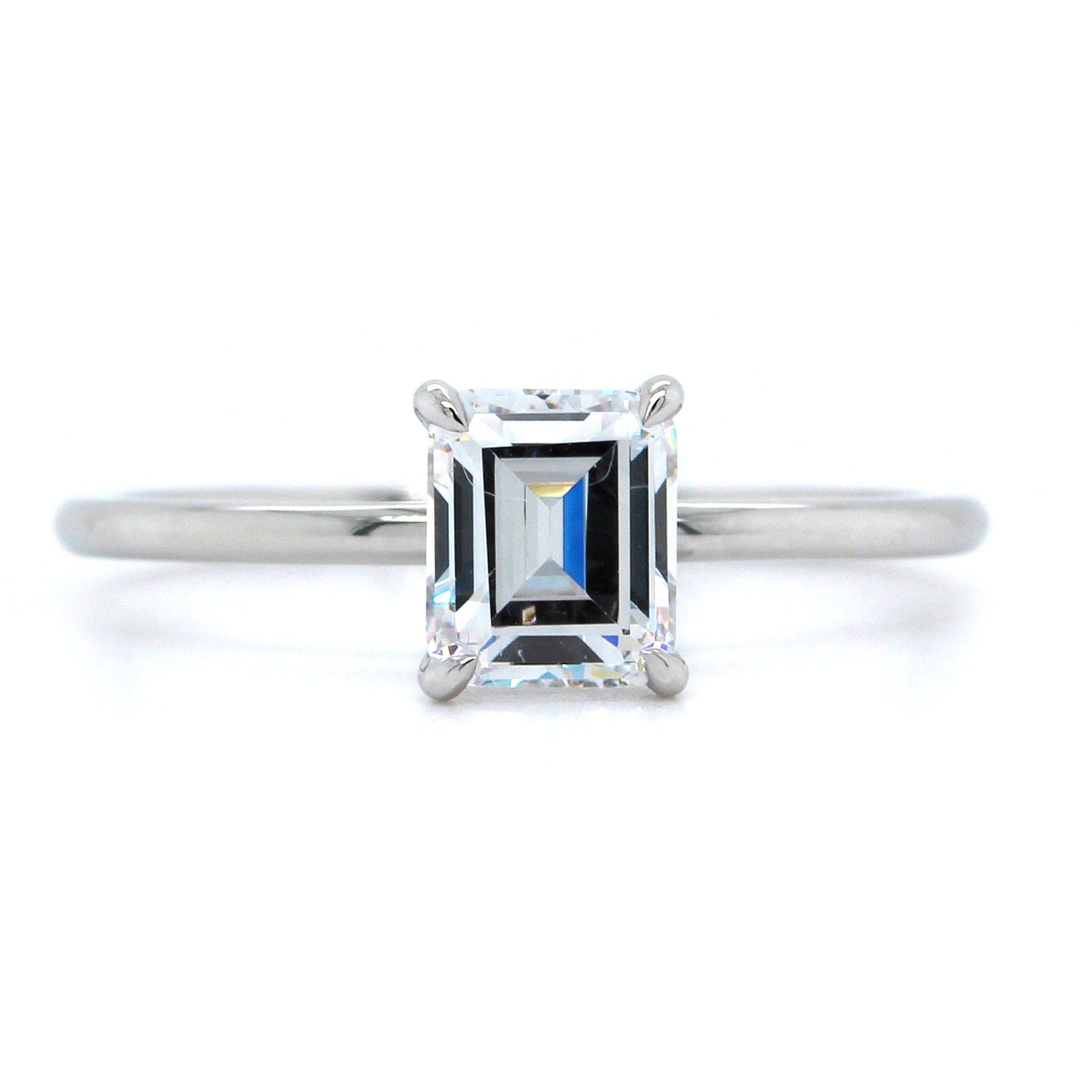 Platinum Emerald 4 Prong Solitaire Engagement Ring Setting, Platinum, Long's Jewelers