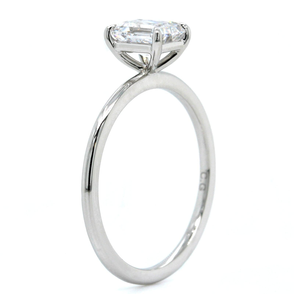 Platinum Emerald 4 Prong Solitaire Engagement Ring Setting, Platinum, Long's Jewelers