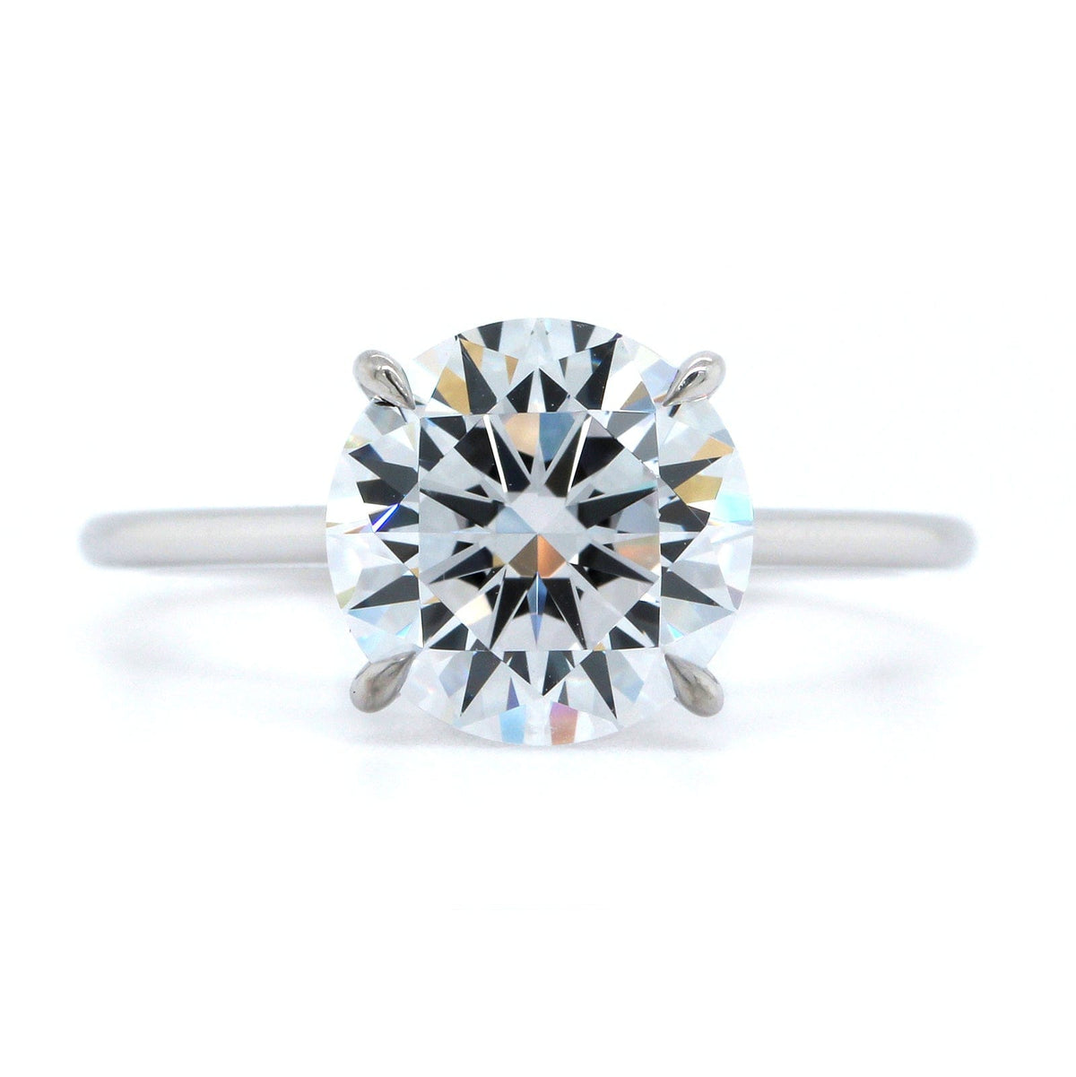 Platinum Round Prong Cathedral Solitaire Engagement Ring Setting