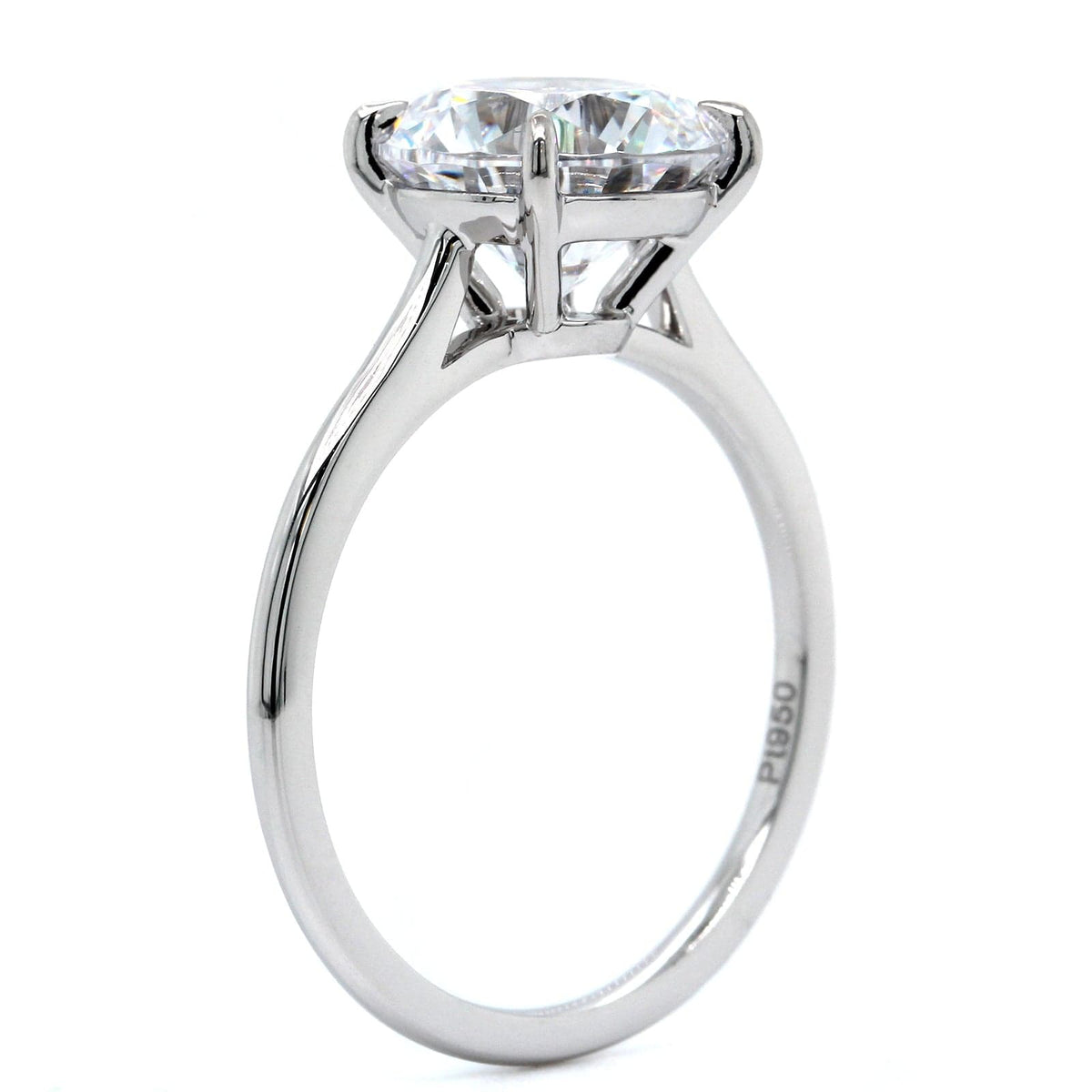 Platinum Round 4 Prong Cathedral Solitaire Engagement Ring Setting, Platinum, Long's Jewelers