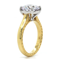 18K Yellow Gold Solitaire Engrave Engagement Ring Setting, 18k yellow and white gold, Long's Jewelers