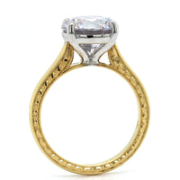 18K Yellow Gold Solitaire Engrave Engagement Ring Setting, 18k yellow and white gold, Long's Jewelers