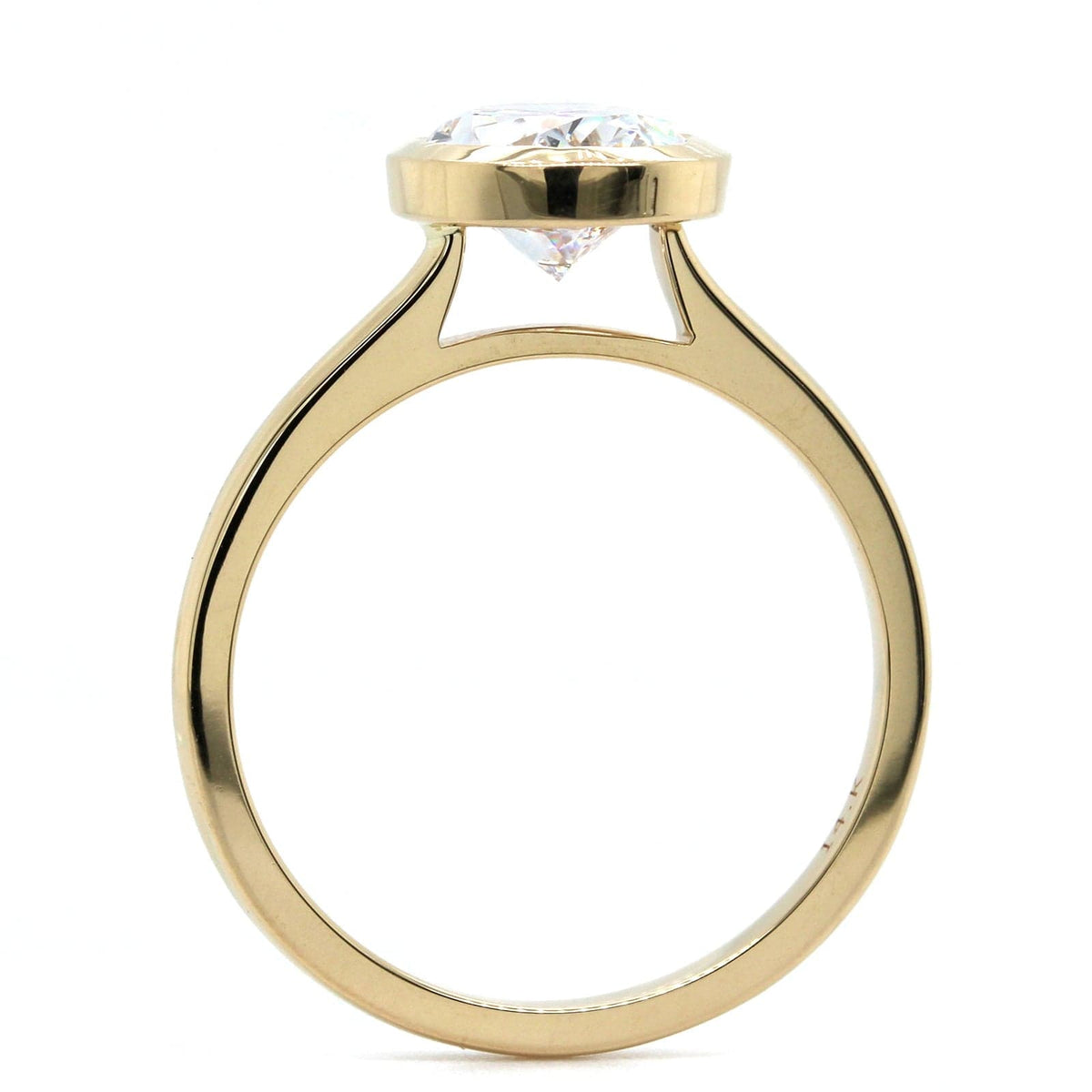 14K Yellow Gold Oval Bezel Set Cathedral Engagement Ring Setting, 14k yellow gold, Long's Jewelers