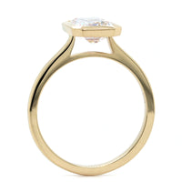 14K Yellow Gold Emerald Bezel Set Cathedral Engagement Ring Setting, 14k yellow gold, Long's Jewelers