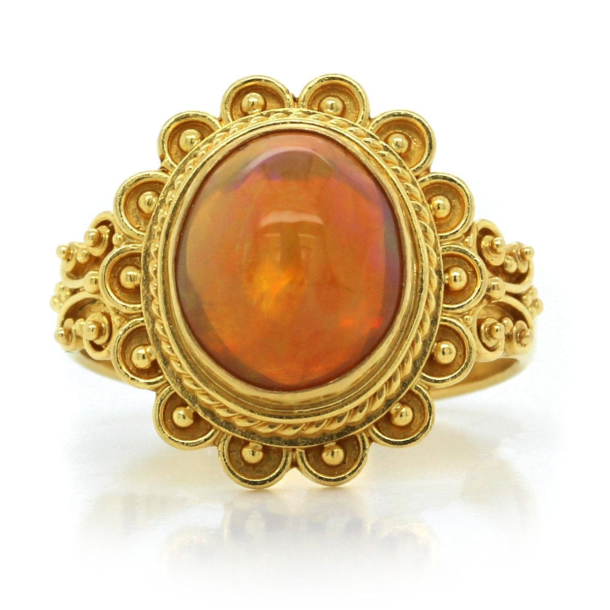 18K Yellow Gold Fire Opal Ring