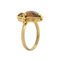 Amali 18K Yellow Gold Oval Opalized Wood Ring