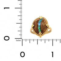Amali 18K Yellow Gold Oval Opalized Wood Ring