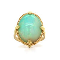 18K Yellow Gold Oval Opal Ring