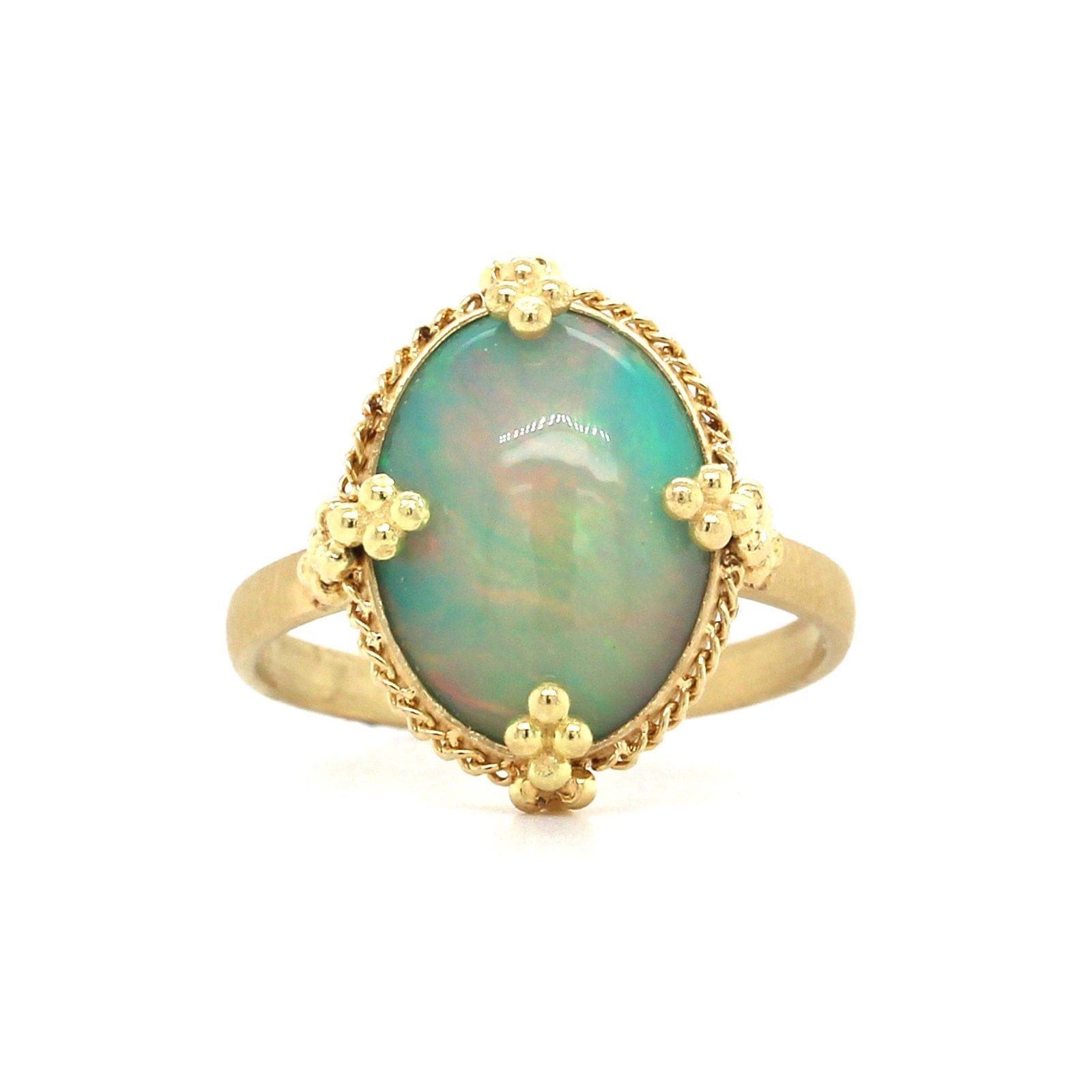 18K Yellow Gold Oval Opal Ring