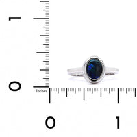 18K White Gold Oval Black Opal Ring