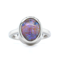 18K White Gold Oval Opal Ring