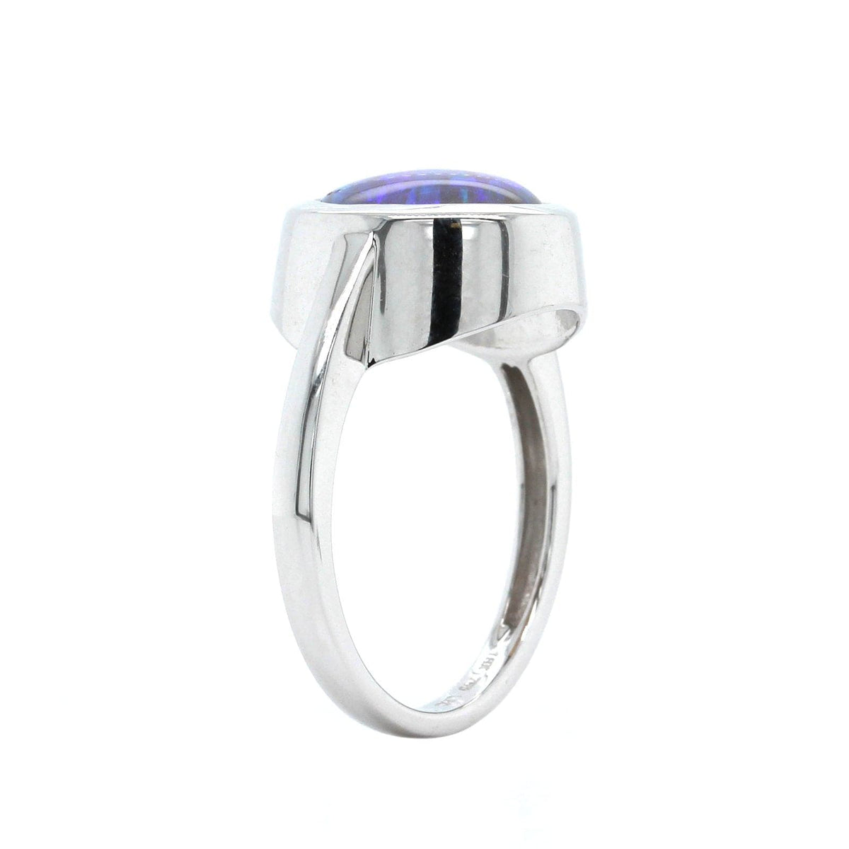18K White Gold Oval Opal Ring
