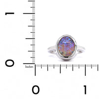 18K White Gold Oval Opal Ring
