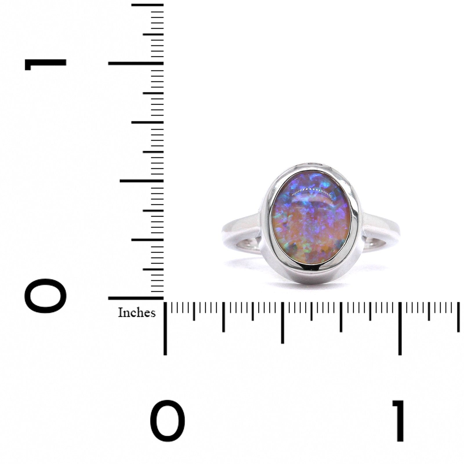 18K White Gold Oval Opal Ring