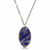 18K Yellow Gold and Sterling Silver Lapis Necklace