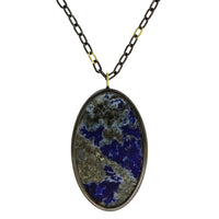 18K Yellow Gold and Sterling Silver Lapis Necklace