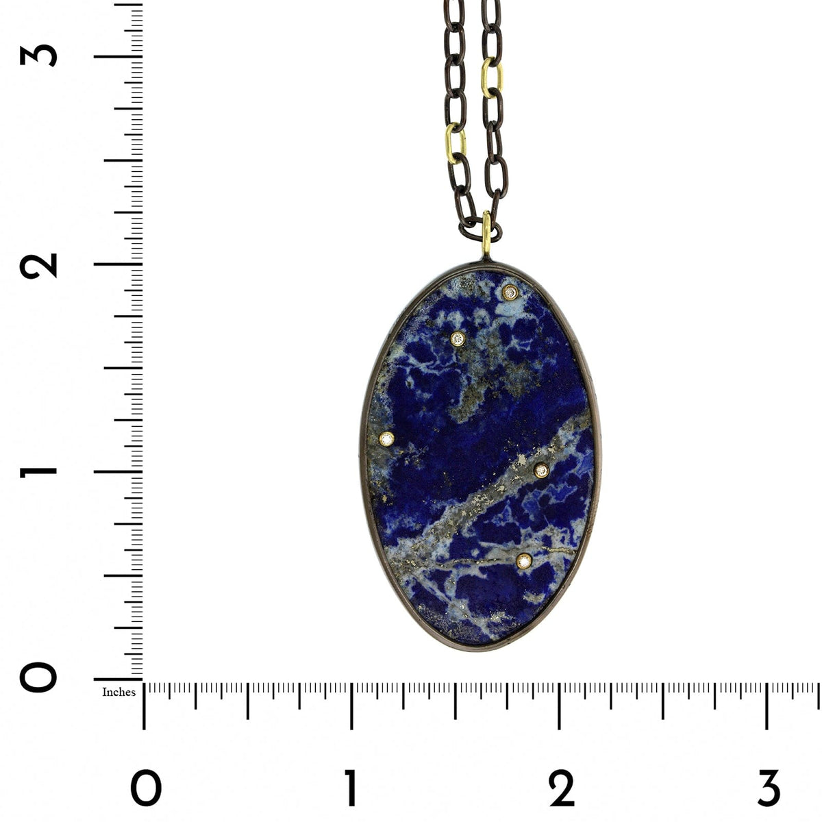 18K Yellow Gold and Sterling Silver Lapis Necklace