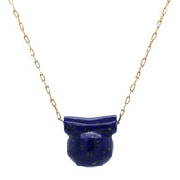 14K Yellow Gold Lapis Etruscan Bead Pendant