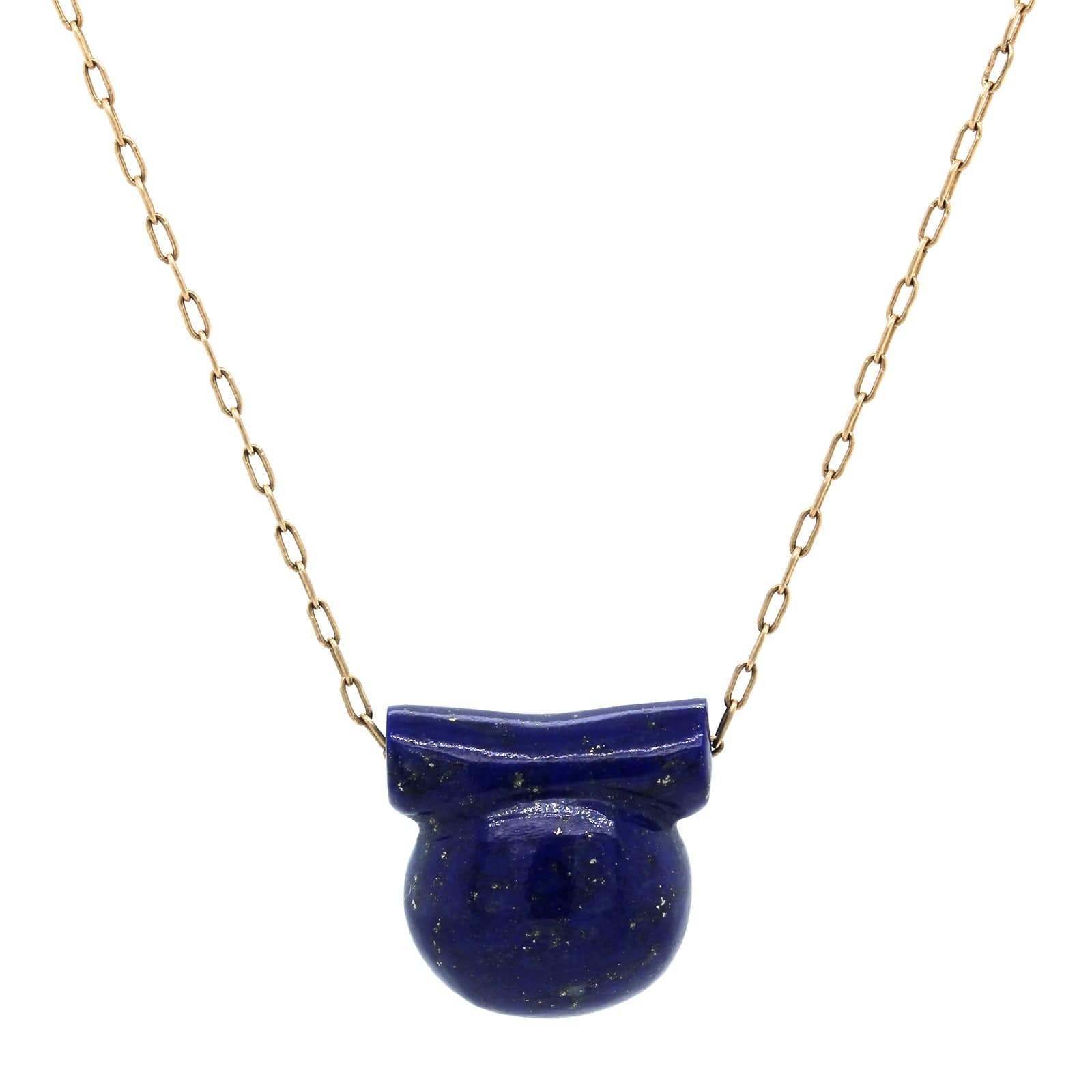 14K Yellow Gold Lapis Etruscan Bead Pendant