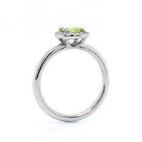 14K White Gold Peridot Diamond Halo Ring