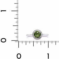 14K White Gold Peridot Diamond Halo Ring