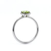 14K White Gold Peridot Diamond Halo Ring