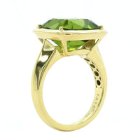 18K Yellow Gold Cushion Peridot Bezel Set Ring, 18k yellow gold, Long's Jewelers