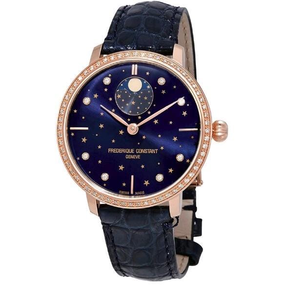 Frederique Constant Slimline Moonphase Stars Automatic Diamond Ladies Watch FC-701NSD3SD4