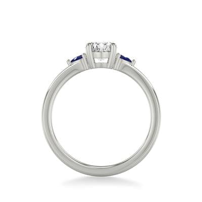 Platinum 3 Stone Pear Shape Sapphire Sides Engagement Ring Setting