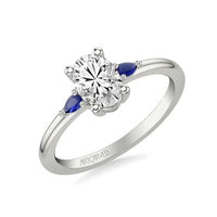Platinum 3 Stone Pear Shape Sapphire Sides Engagement Ring Setting