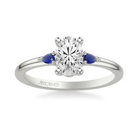 Platinum 3 Stone Pear Shape Sapphire Sides Engagement Ring Setting