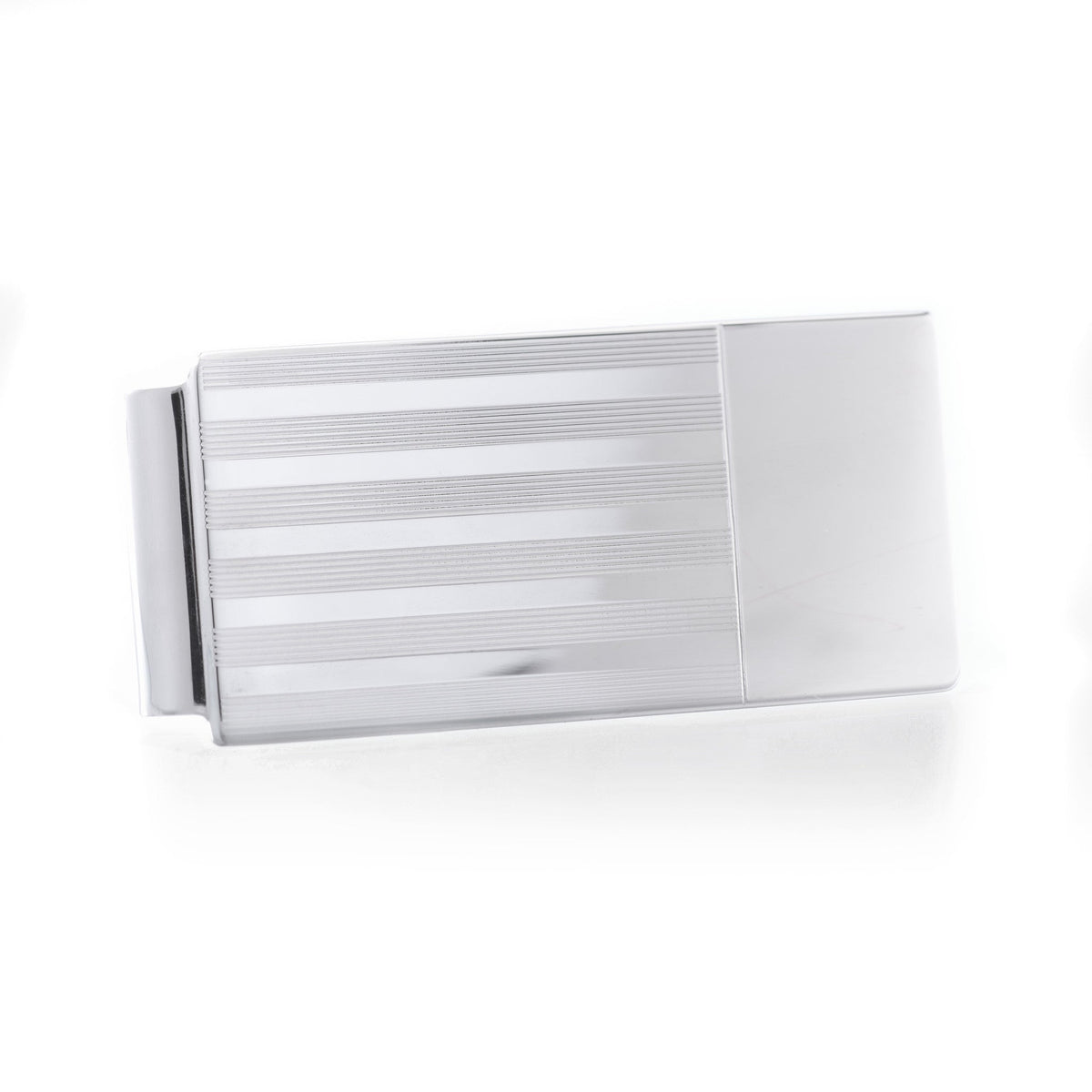 Sterling Silver Engravable Money Clip with Lines