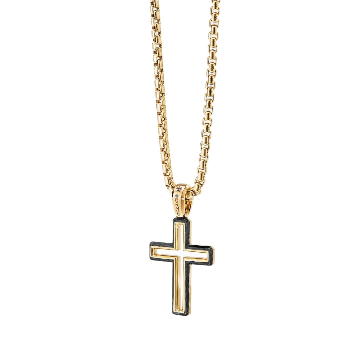 Forged Carbon Cross Pendant with 18K Gold