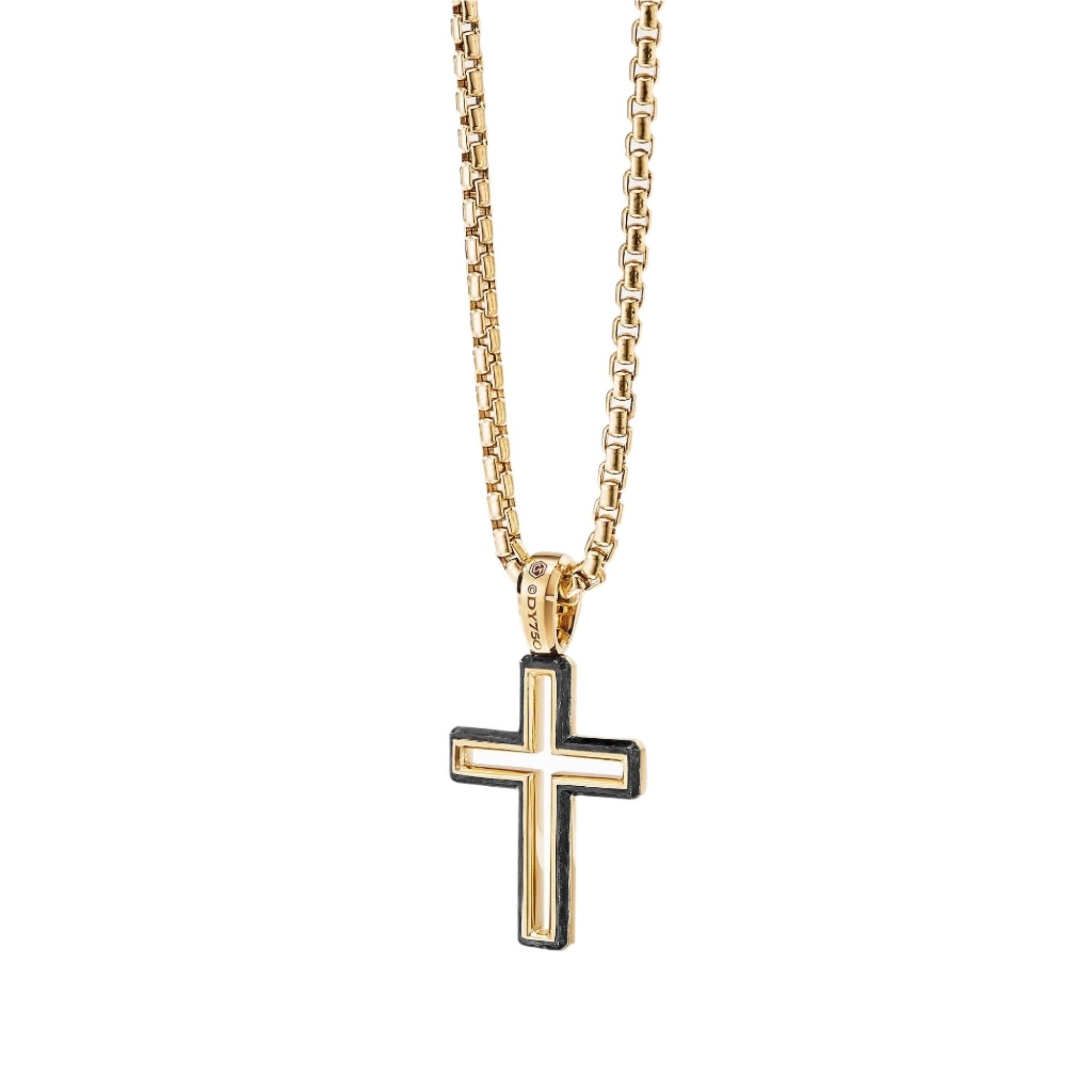 Forged Carbon Cross Pendant with 18K Gold