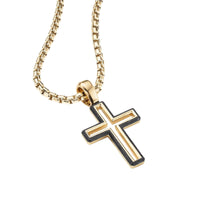 Forged Carbon Cross Pendant with 18K Gold