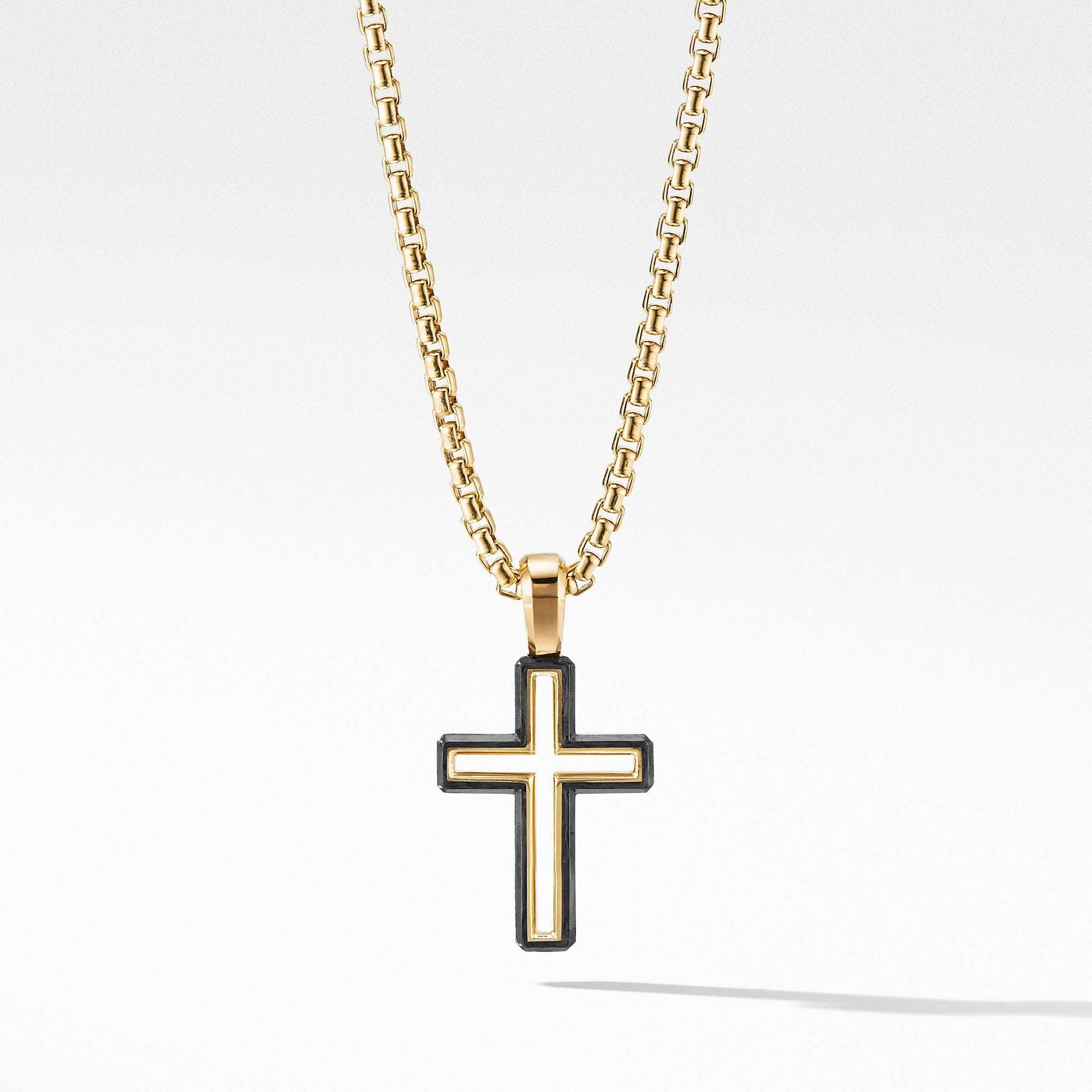 Forged Carbon Cross Pendant with 18K Gold