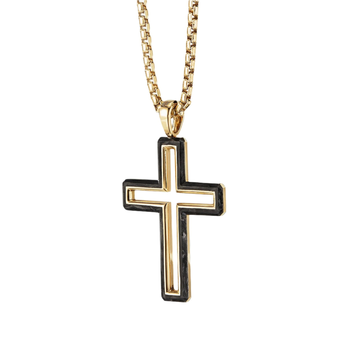 Forged Carbon Cross Pendant with 18K Gold