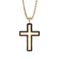 Forged Carbon Cross Pendant with 18K Gold
