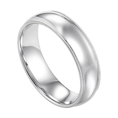 14K White Gold Comfort Fit Milgrain Band 4mm