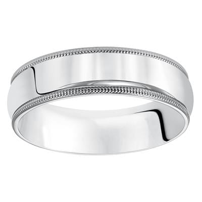 14K White Gold Comfort Fit Milgrain Band 4mm