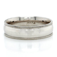 14K White Gold Comfort Fit Milgrain Band