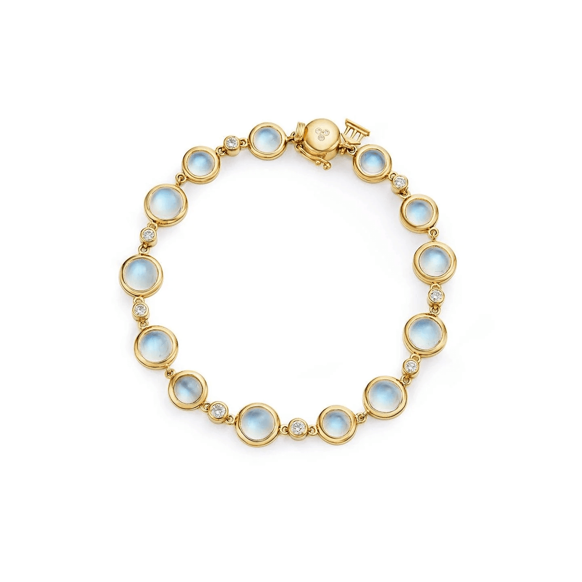 Temple St. Clair 18K Yellow Gold Single Round Bracelet with Royal Blue Moonstone and Diamond