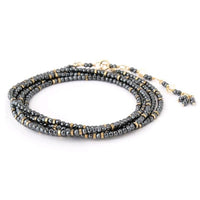 18K Yellow Gold Hematite Confetti Wrap Bracelet