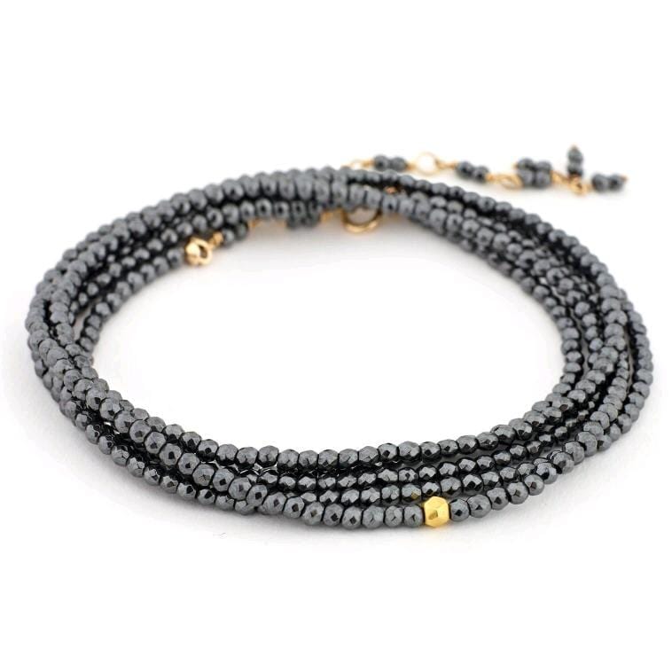 18K Yellow Gold Hematite Wrap Bracelet